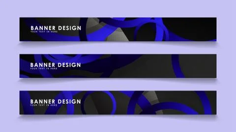 Set rectangular vector banners with background of dark blue circles Stockillustratie