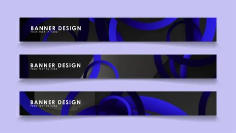 Set rectangular vector banners with background of dark blue circles Illustrazione stock