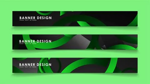 Set rectangular vector banners with background of dark green circles イラスト素材