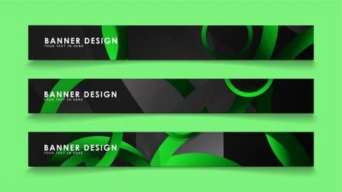 Set rectangular vector banners with background of dark green circles イラスト素材