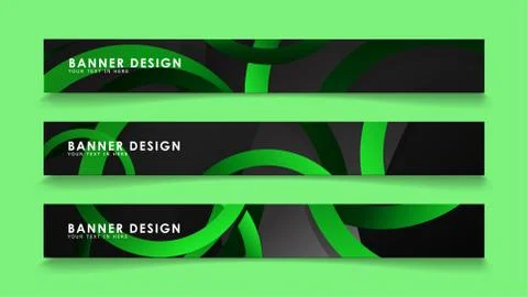Set rectangular vector banners with background of dark green circles イラスト素材