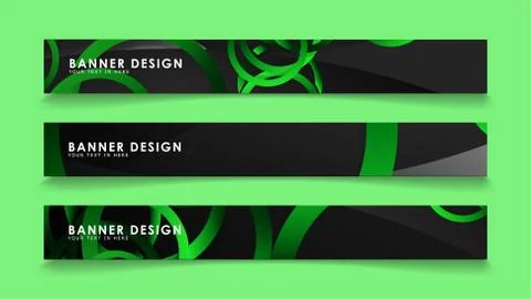 Set rectangular vector banners with background of dark green circles イラスト素材