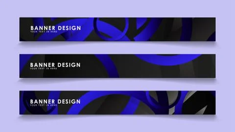 Set rectangular vector banners with background of dark blue circles Stockillustratie