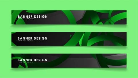 Set rectangular vector banners with background of dark green circles Stockillustratie