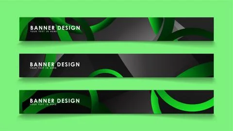 Set rectangular vector banners with background of dark green circles イラスト素材