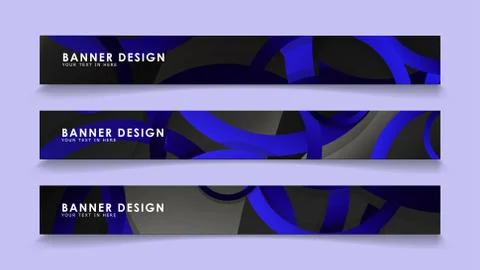 Set rectangular vector banners with background of dark blue circles Stockillustratie