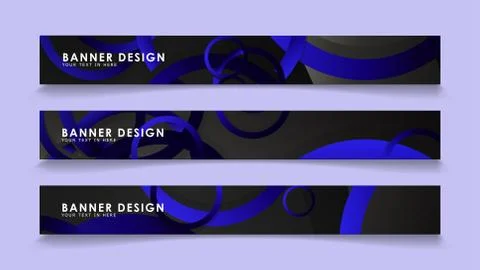 Set rectangular vector banners with background of dark blue circles Stockillustratie