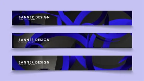 Set rectangular vector banners with background of dark blue circles Stockillustratie