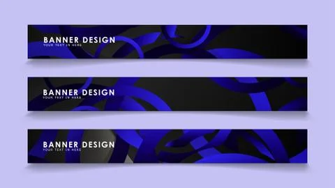 Set rectangular vector banners with background of dark blue circles イラスト素材