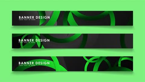 Set rectangular vector banners with background of dark green circles イラスト素材
