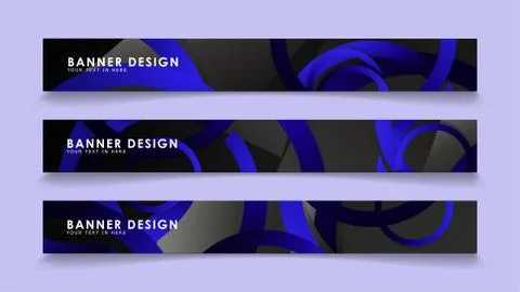 Set rectangular vector banners with background of dark blue circles Stockillustratie