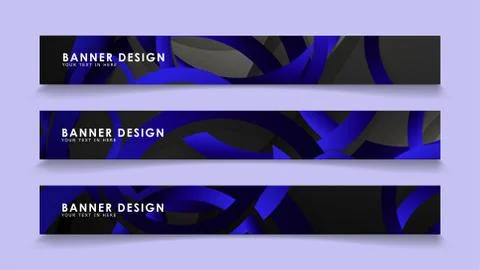 Set rectangular vector banners with background of dark blue circles 스톡 일러스트