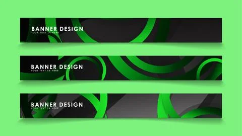 Set rectangular vector banners with background of dark green circles 스톡 일러스트
