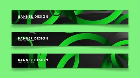 Set rectangular vector banners with background of dark green circles 스톡 일러스트
