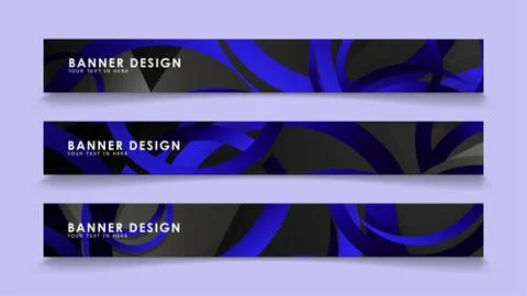 Set rectangular vector banners with background of dark blue circles Stock Illustration