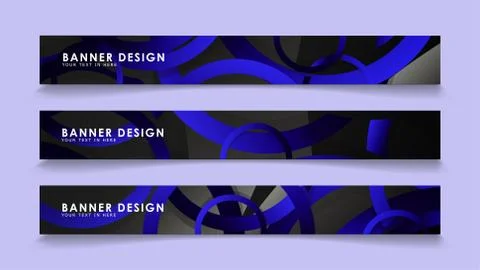Set rectangular vector banners with background of dark blue circles Stockillustratie