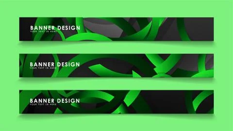 Set rectangular vector banners with background of dark green circles 스톡 일러스트