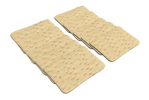Set of rectangular wheat crackers, 3d illustration 库存插图