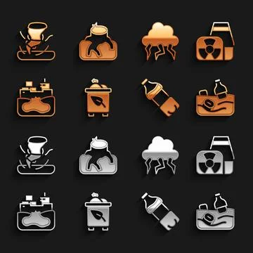 Set Recycle bin with recycle, Nuclear power plant, Problem pollution of the Ilustração Stock