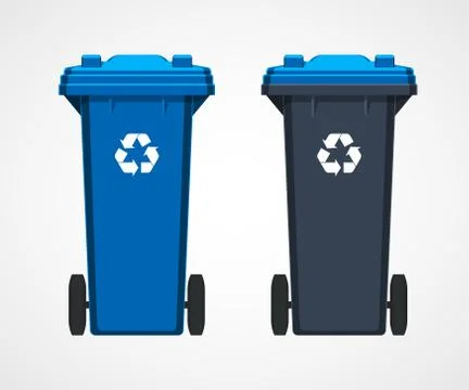Set of recycle bins isolated on white background. Flat style. Vector. Illustrazione stock
