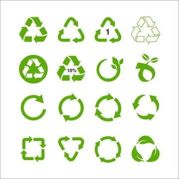 Set of recycle symbol vector illustration isolated on white background 库存插图