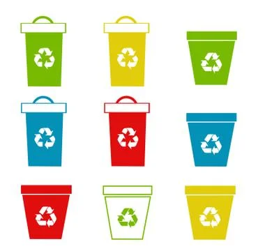 Set of recycling bins Stock Illustration
