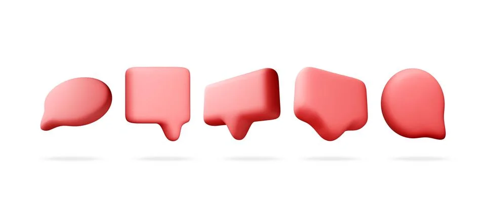 Set of red 3d speech bubbles on white Illustrazione stock