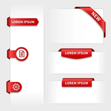 Set of red 3d stickers tabs Stock-Illustration