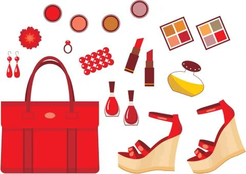 Set of red accessories Stock Illustration