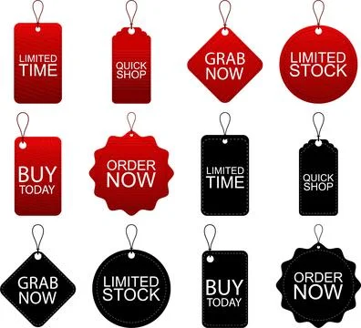 Set of Red and Black Hanging Tags Stock Illustration