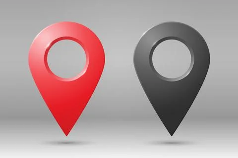 A set of red and gray geolocation icons on a gradient background. Stock Illustration
