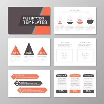 Set of red and gray template for multipurpose presentation slides. Leaflet Stock Illustration