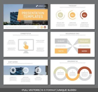 Set of red and orange elements for multipurpose presentation template slides 库存插图