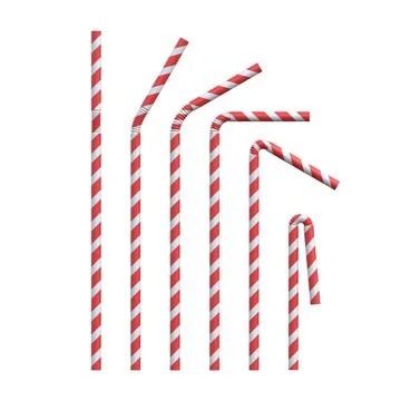 Set of red and white drinking straws spiral pattern 3D Set of red and whit... Foto stock