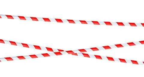 Set of red and white warning tapes. Isolated on white Stock Photos
