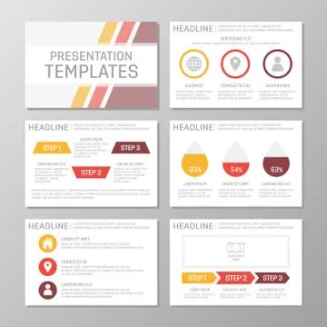 Set of red and yellow template for multipurpose presentation slides. Leaflet Stock Illustration