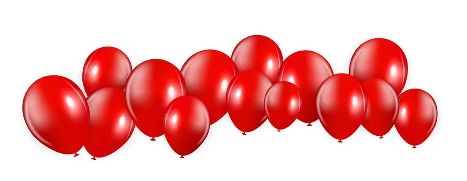 Set of Red Balloons, Vector Illustration Stock Illustration