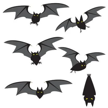 Set of Red black flying and movement Stock Illustration