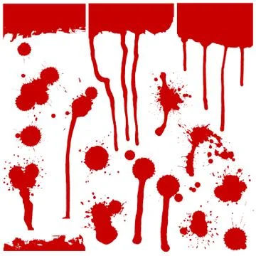 Set of red blots of various shapes. Vector illustration. Stock Illustration