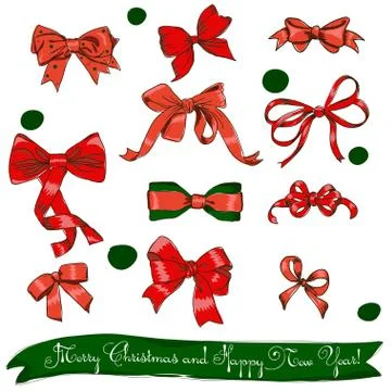 Set of red bows. Stock Illustration