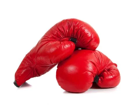 Set of red boxing gloves Stock Photos