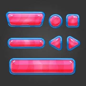 Set red  button in cartoon style Stock Illustration