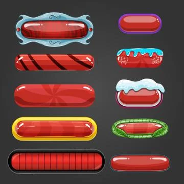 Set of red  button for game design Stock Illustration