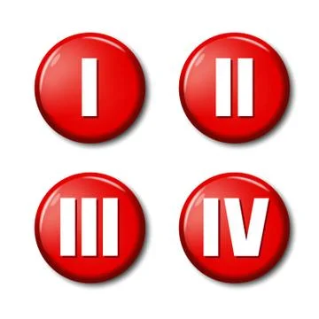 Set of red button icons with roman numerals Stock Illustration