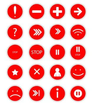 Set of red  buttons for web design on white background vector Stock Illustration