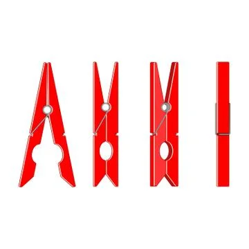Set of red clothespins. Vector EPS10 Stock Illustration