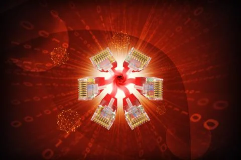 Set of red computer cables Illustrazione stock