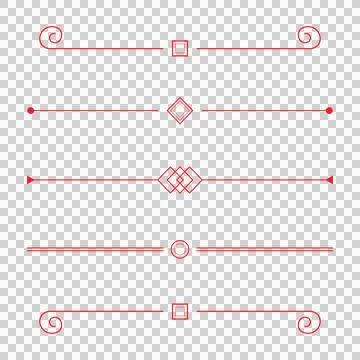 Set of red decorative text dividers. Elegant line separators. Stock Illustration