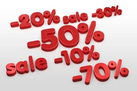 Set of red discounts on white background Illustrazione stock
