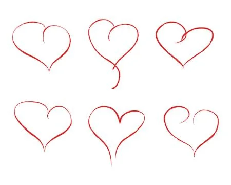 Set of red doodle hearts Stock Illustration